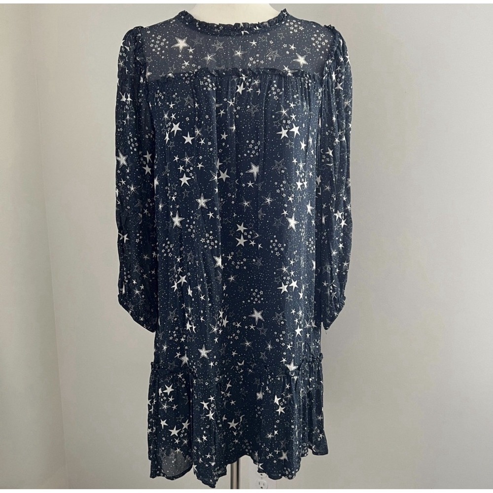 Velvet Graham Spencer Star Print Dress‎  Navy Celestial Whimsigoth Indie Fairy